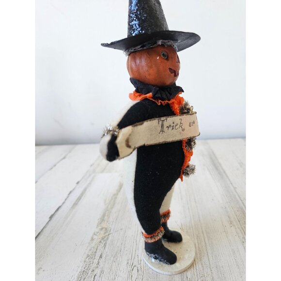 Bethany lowe pumpkin witch trick or treat statue RARE figurine plush shabby chic - Picture 6 of 9
